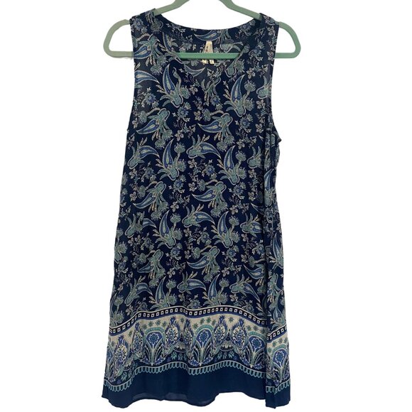 Roper Lightweight Sleeveless Blue Paisley Dress Size M - Picture 1 of 7
